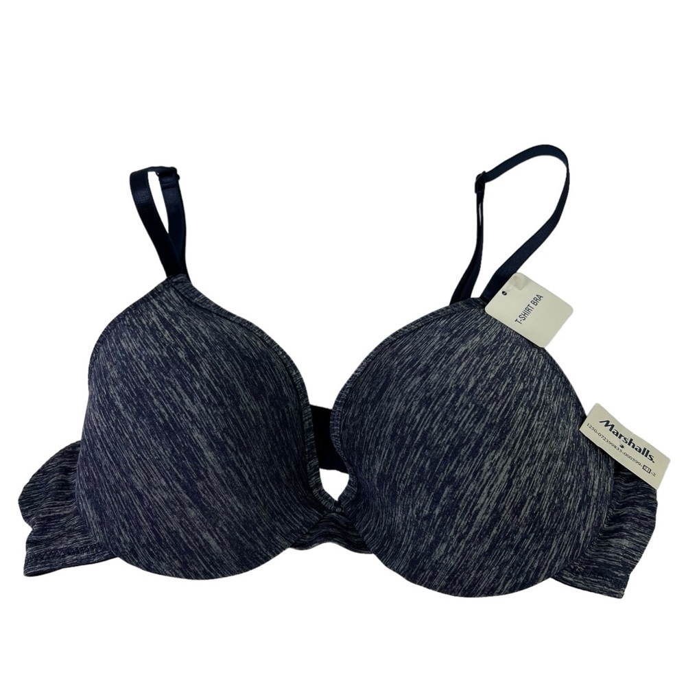 NWT IZOD Women's T-Shirt Bra Size 34C Blue & Gray Adjustable Straps